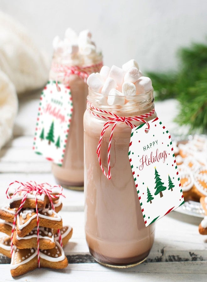 جيجاكرافت بطاقات هدايا عيد الميلاد من jijAcraft مع خيط - 50 قطعة، بطاقات أسماء بيضاء لشجرة عيد الميلاد، مقاس 3.3 × 2.1 بوصة، مناسبة لهدايا الحفلات، والأعمال اليدوية، وأكياس الحلوى. - Image 5